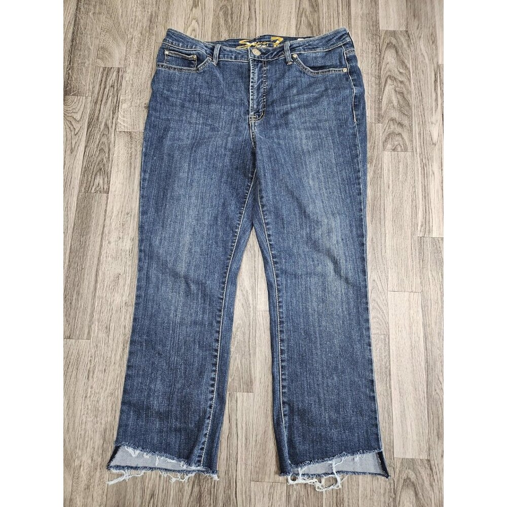 Seven7 Jeans Womens 12 Blue Denim Fashion‎ Jean Distressed Raw Cutoff Frayed Hem